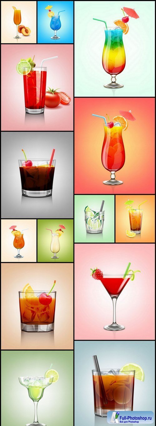 Cocktails Set - 14 Vector