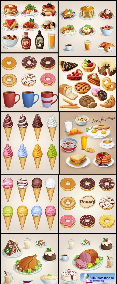 Cartoon Food And Drink - 10 Vector