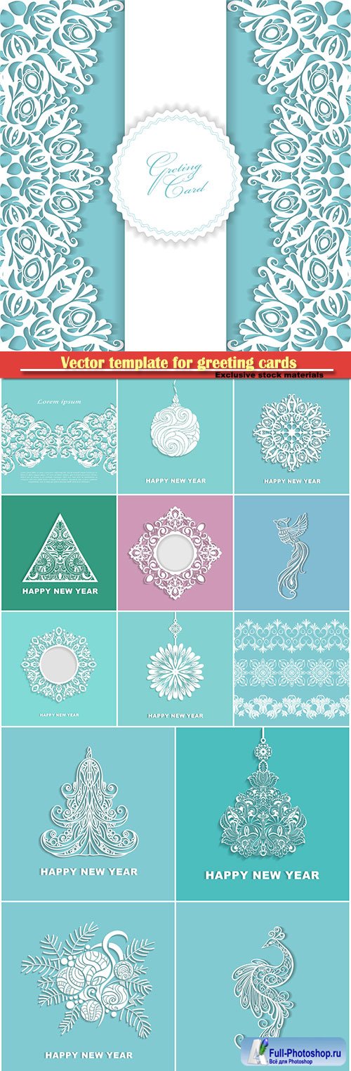 Vector template for greeting cards, invitations, Christmas elements