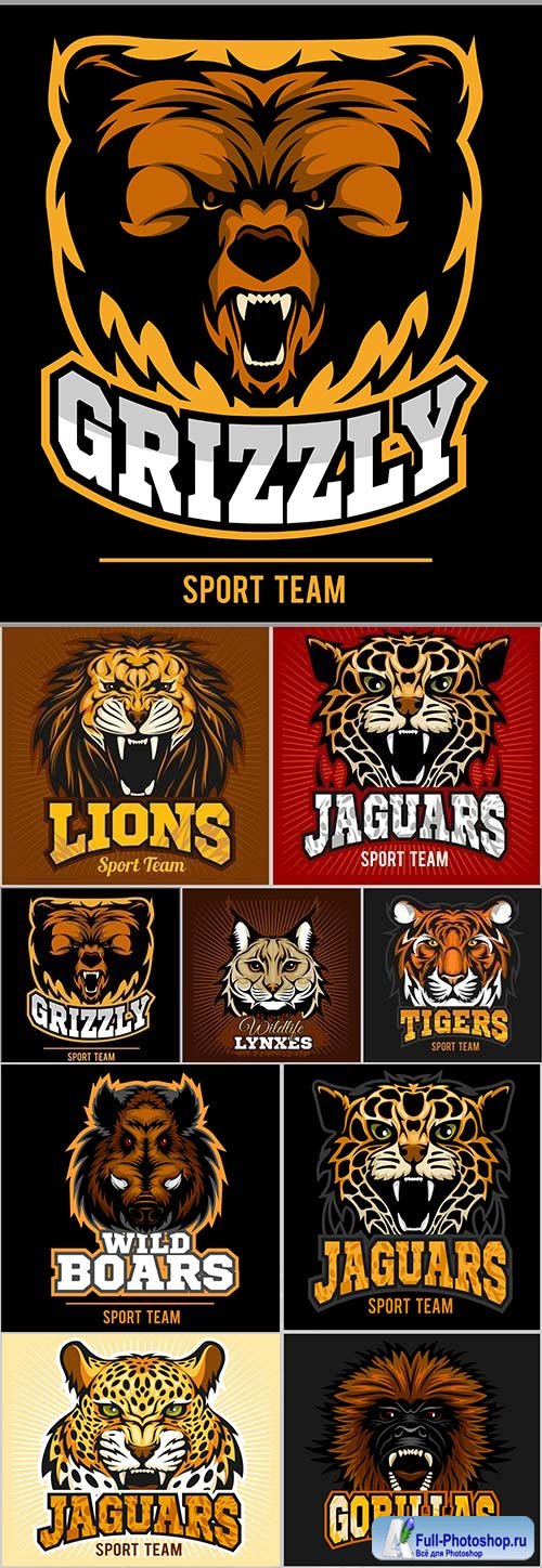 Animal predators design emblem sports