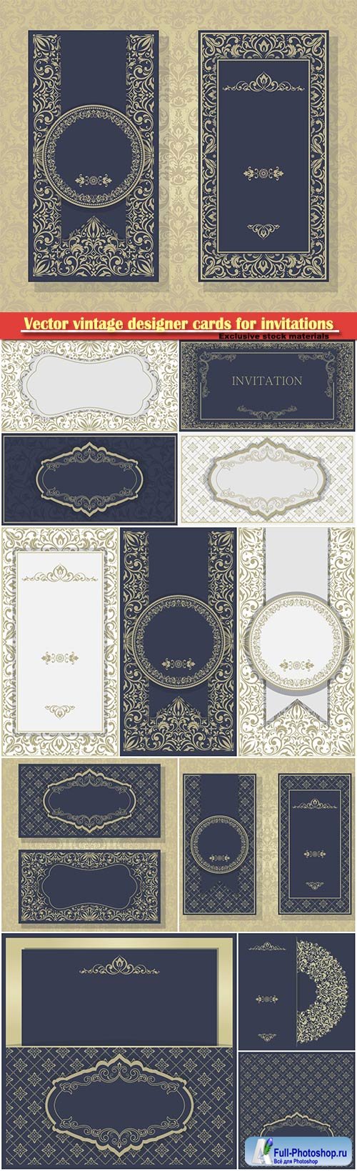 Vector vintage designer cards for invitations