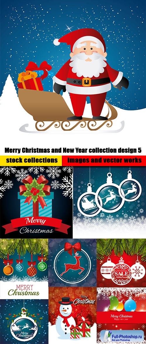 Merry Christmas and New Year collection design 5