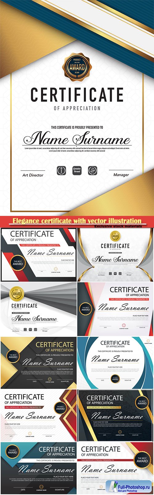 Elegance modern certificate with vector illustration