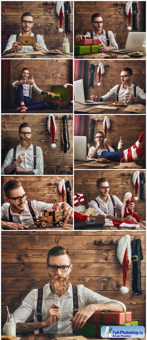 Hipster young Santa Claus - 9xUHQ JPEG Photo Stock