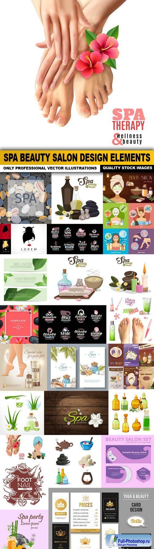 Spa Beauty Salon Design Elements - 25 Vector