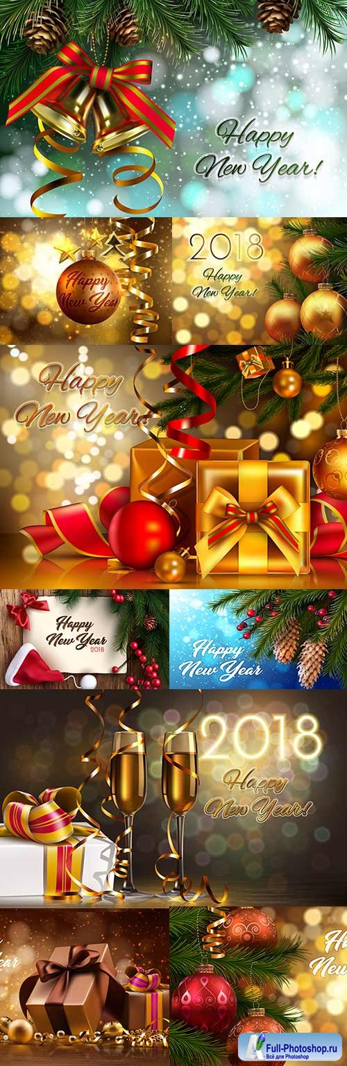 Happy New Year and Merry Christmas 2018 design