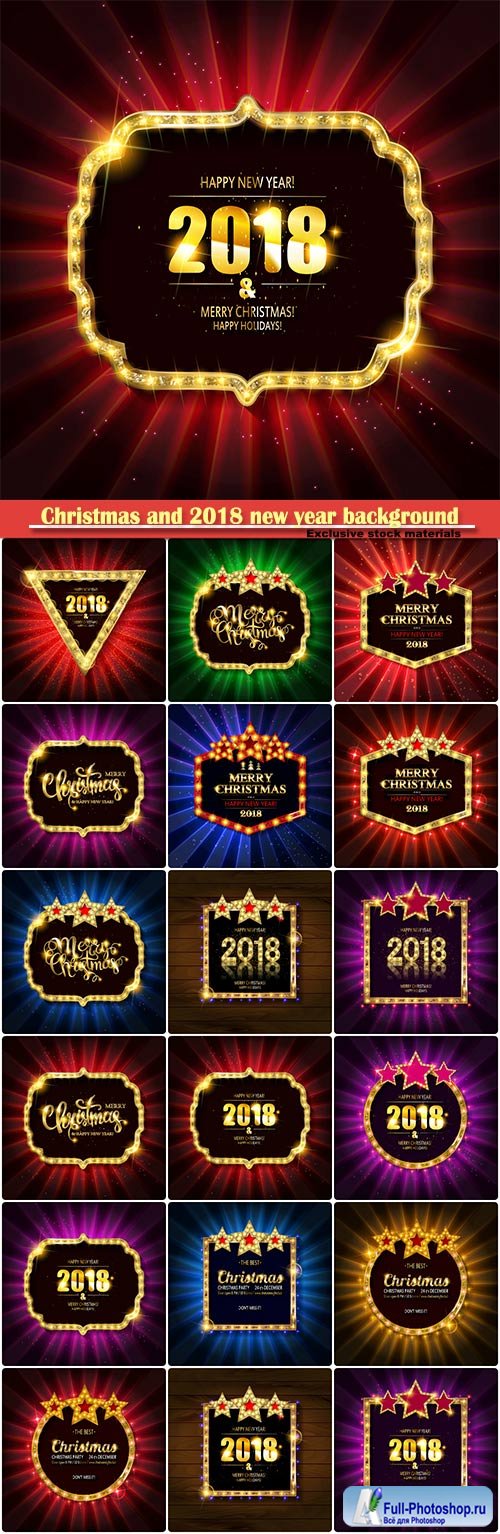 Christmas and 2018 new year background for design for banners, flyers, Invitations, cards