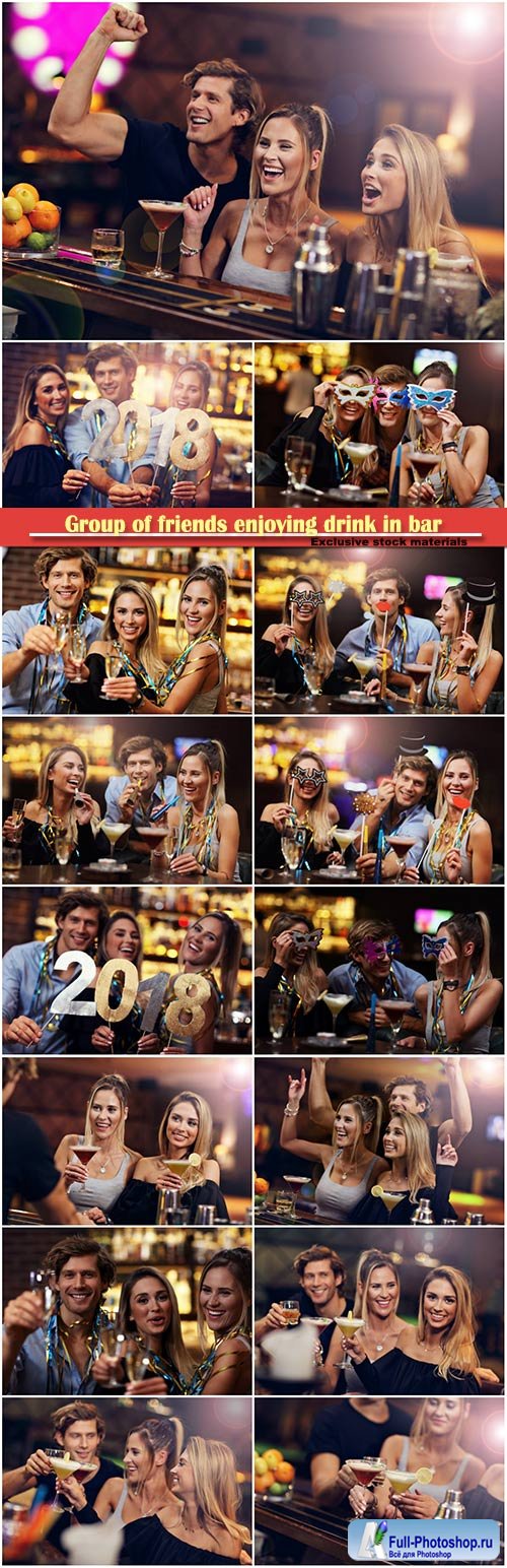 Group of friends enjoying drink in bar