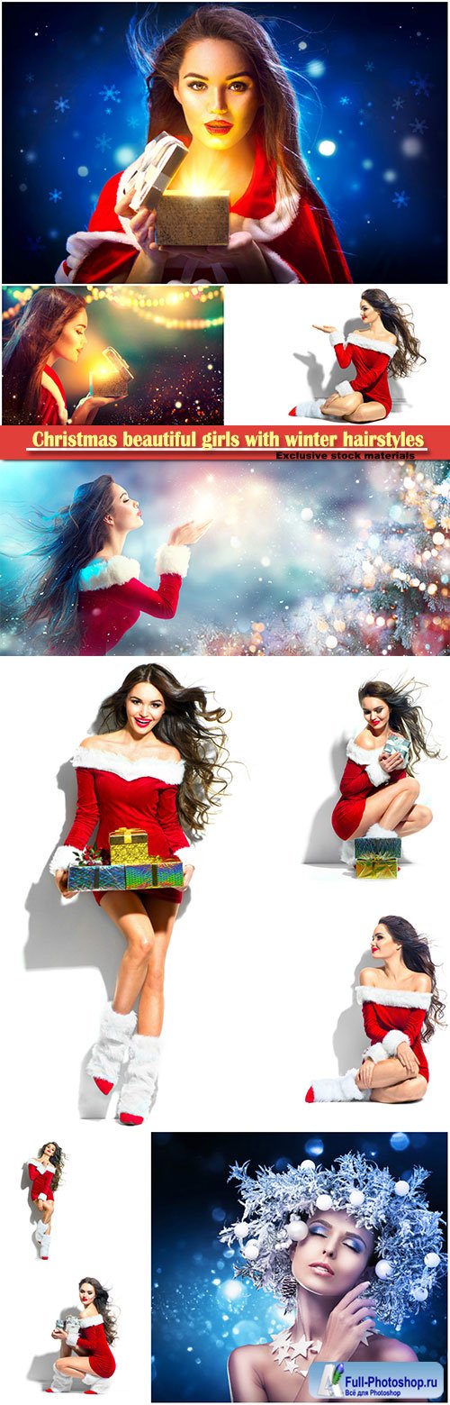 Christmas beautiful girls with winter hairstyles