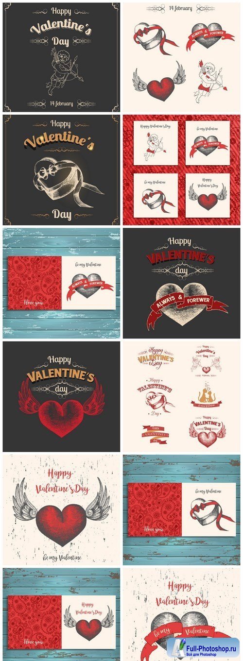 Valentine Vintage Background - 12 Vector