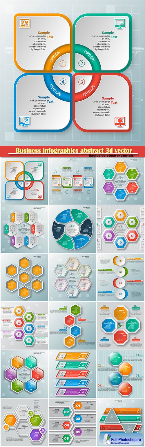 Business infographics abstract 3d vector paper elements