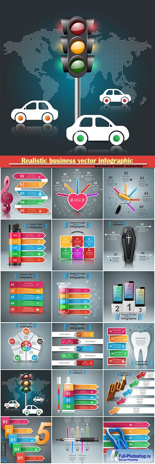 Realistic business vector infographic and marketing icon