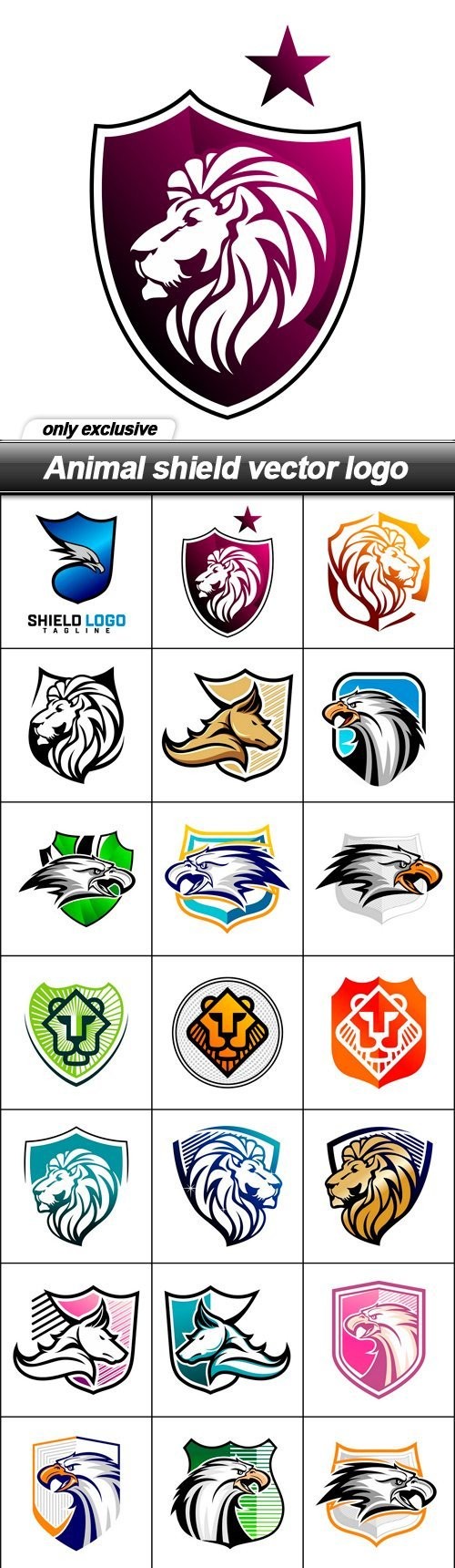 Animal shield vector logo - 24 EPS