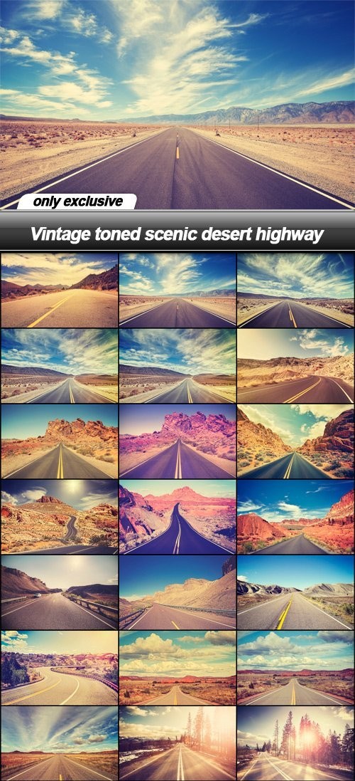 Vintage toned scenic desert highway - 25 UHQ JPEG