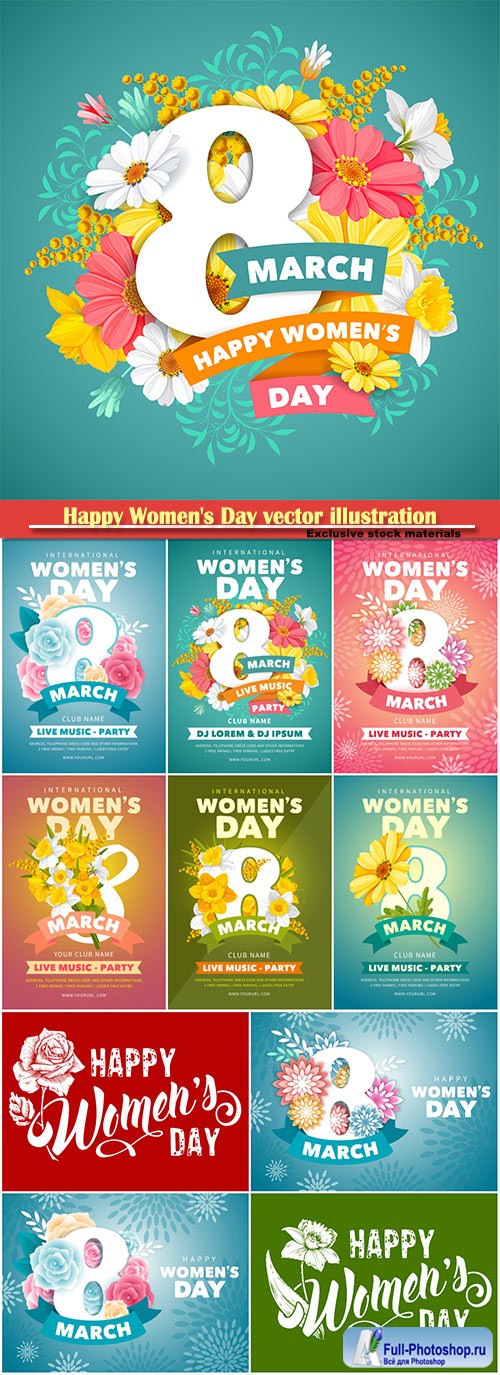 Happy Women's Day vector illustration,8 March, spring flower background # 2