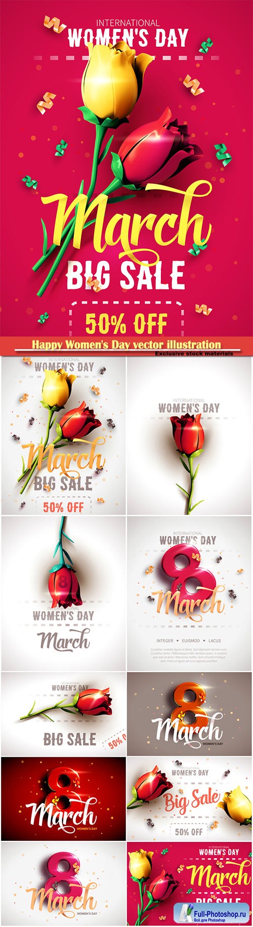 Happy Women's Day vector illustration,8 March, spring flower background # 3