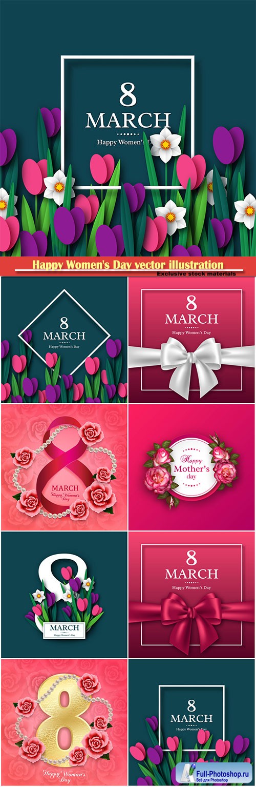 Happy Women's Day vector illustration,8 March, spring flower background