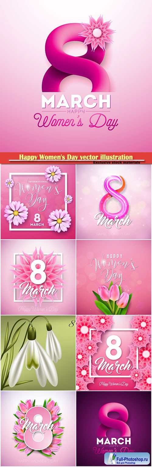 Happy Women's Day vector illustration,8 March, spring flower background # 6