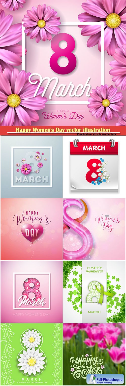 Happy Women's Day vector illustration,8 March, spring flower background # 8