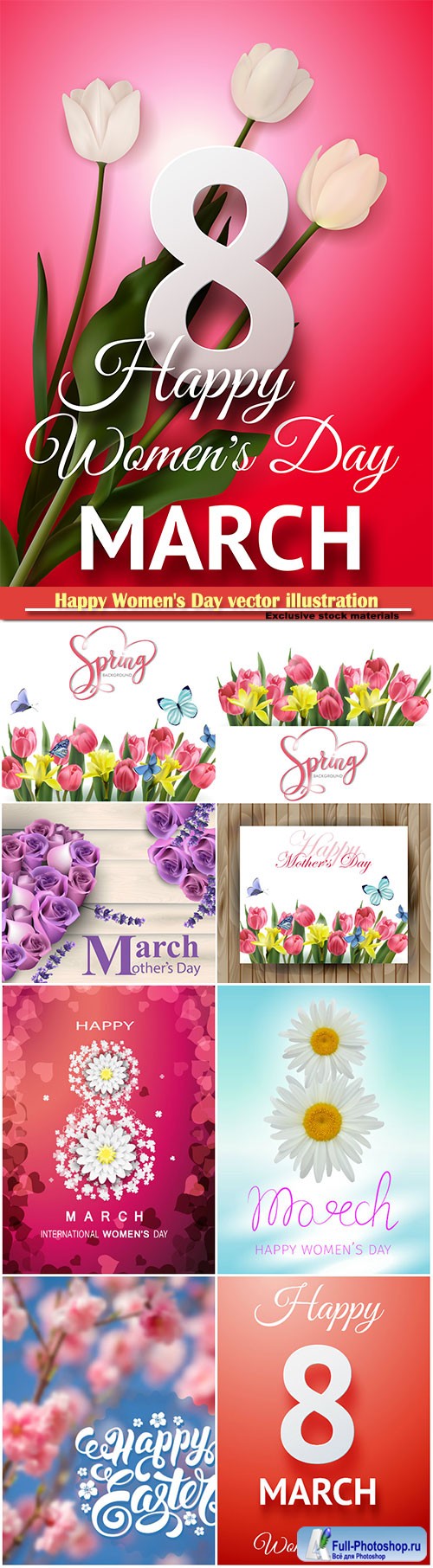 Happy Women's Day vector illustration,8 March, spring flower background # 7