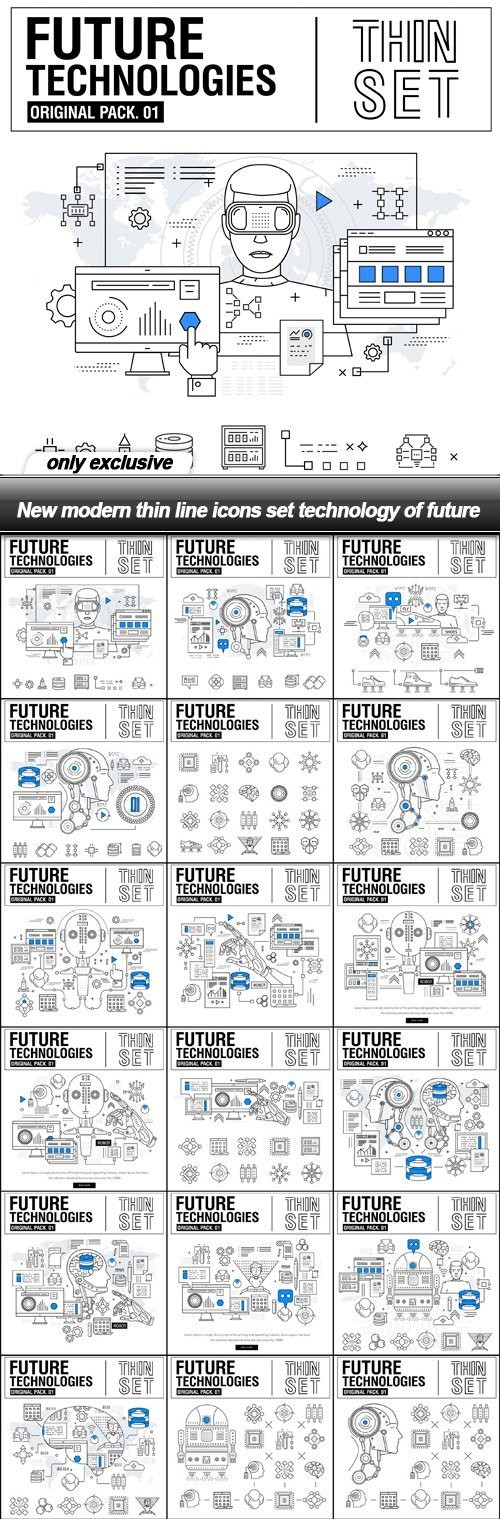 New modern thin line icons set technology of future - 20 EPS