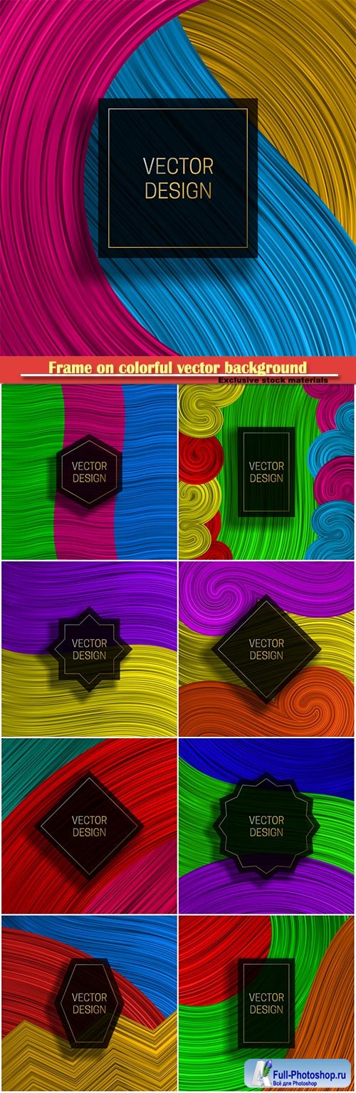 Rectangular frame on colorful dynamic vector background