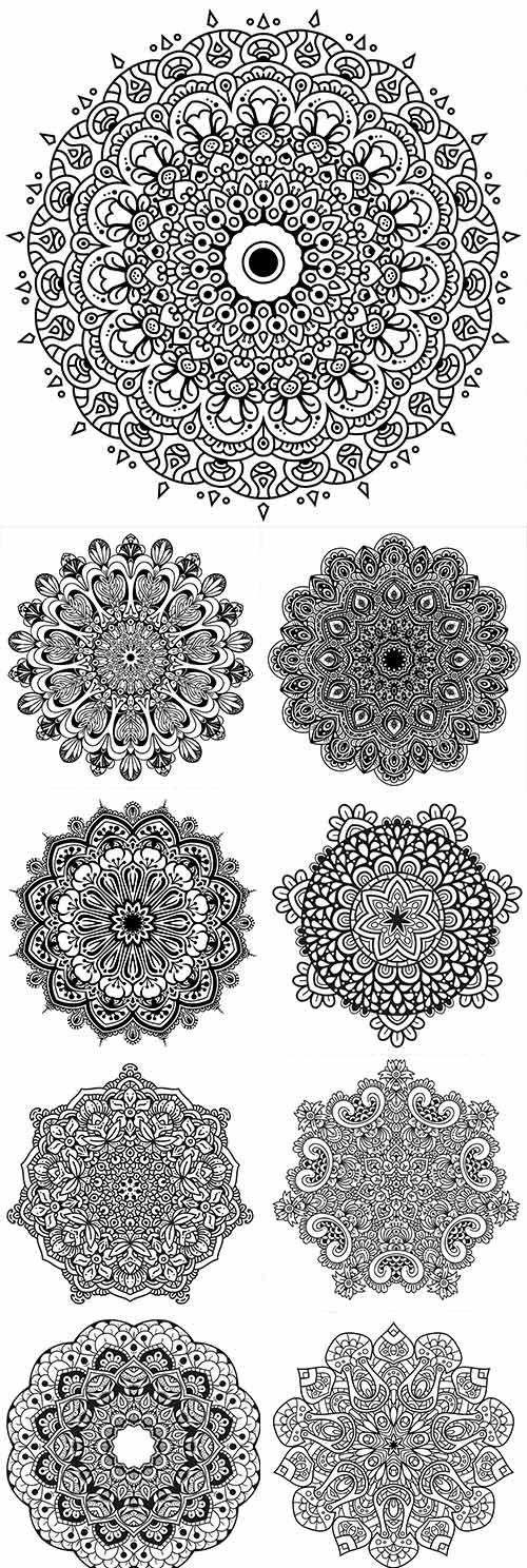 Mandala decorative drawn geometrical ornament 7