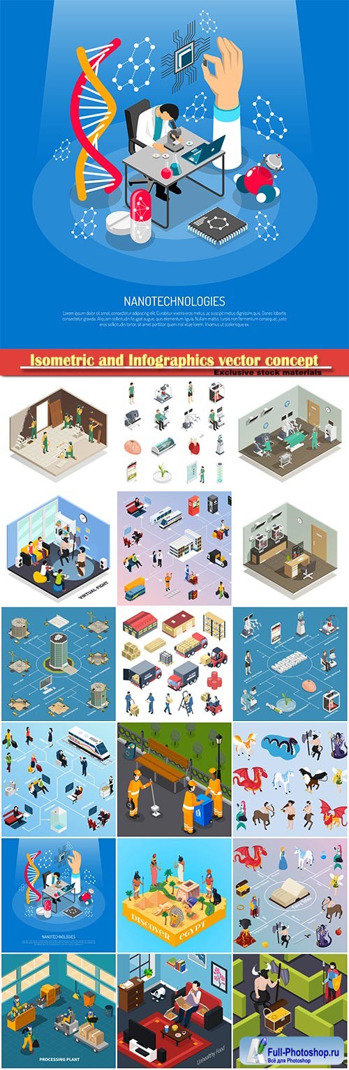 Isometric and Infographics vector concept, icon set on business style # 7