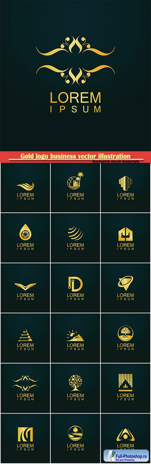 Gold logo business vector abstract illustration # 49