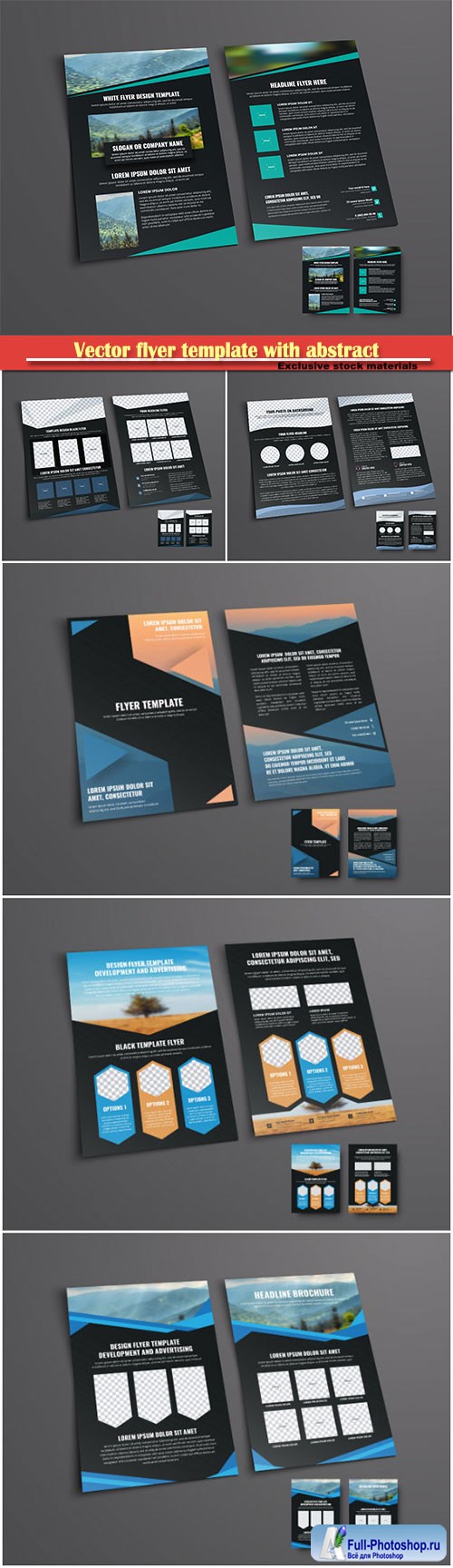 Vector flyer template with abstract geometric shapes for a photo