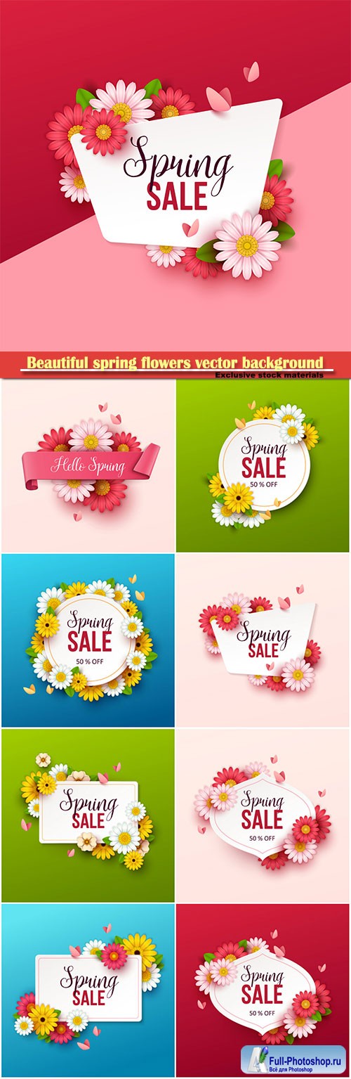 Beautiful spring flowers vector background