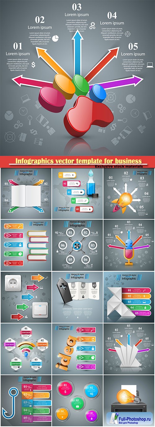 Infographics vector template for business presentations or information banner # 54