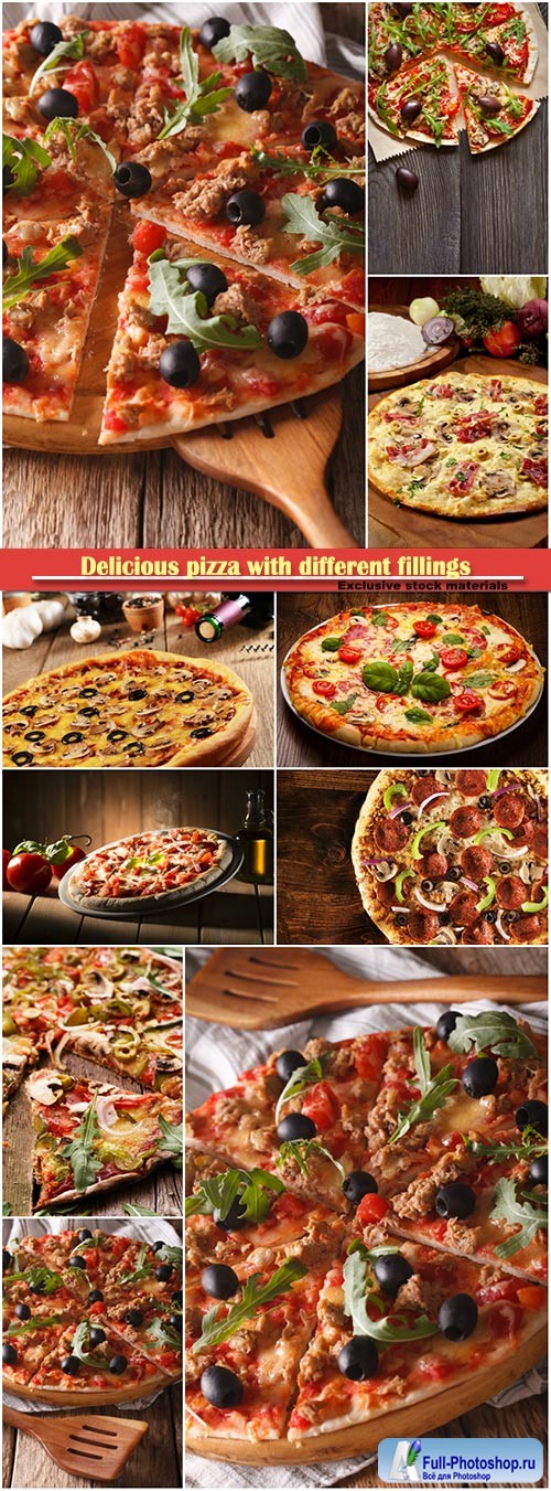 Delicious pizza with different fillings