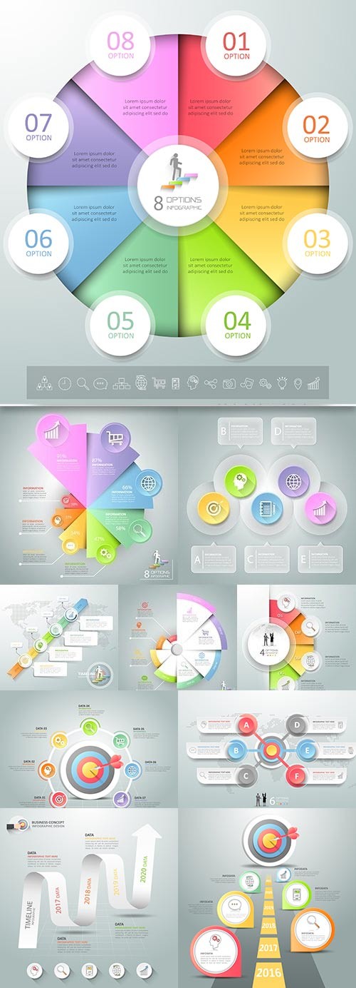 Business elements Infographics design collection 174