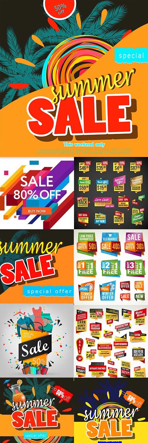 Summer sale special discount fashion poster element