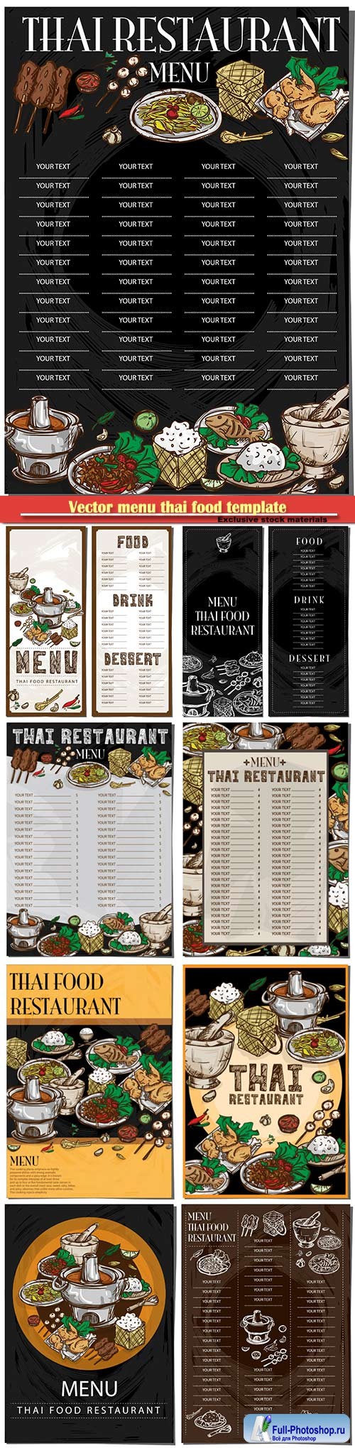 Vector menu thai food template