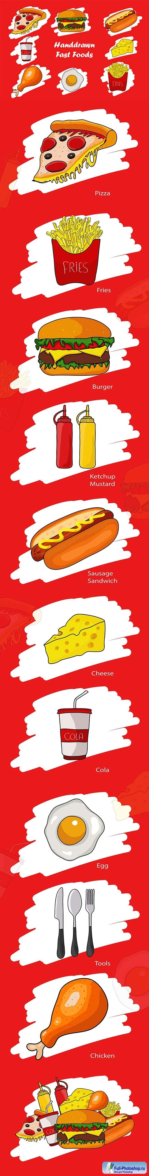 Handdrawn Fast Foods Vector