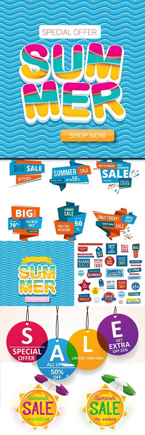 Summer special discounts and sales flat creative