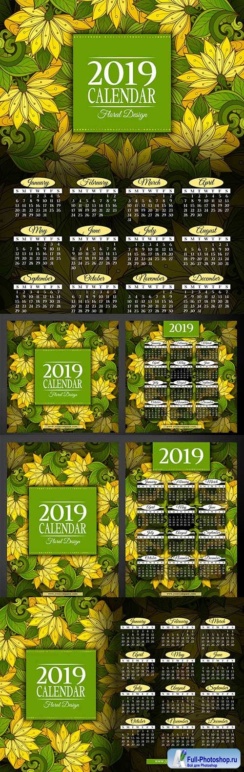 Calendar 2019 year template creative vector design