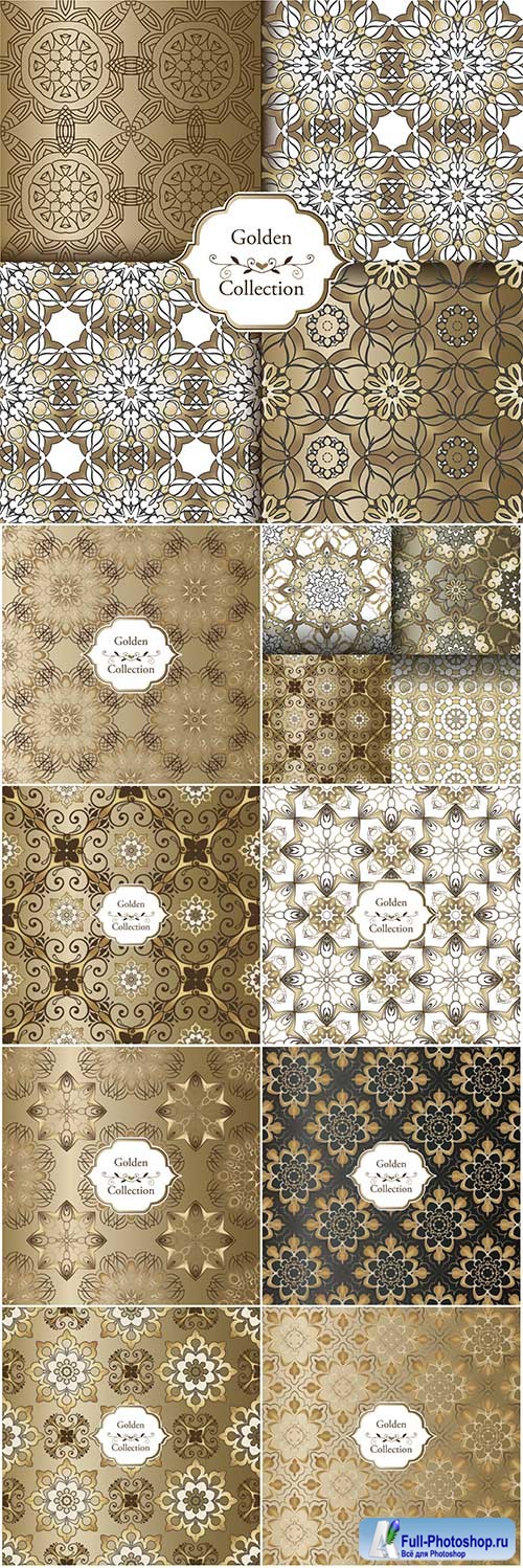 Golden vintage luxury seamless vector patterns