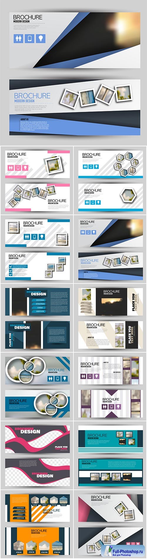 Set of banners for web and advertisement print out, vector horizontal flyer handout design