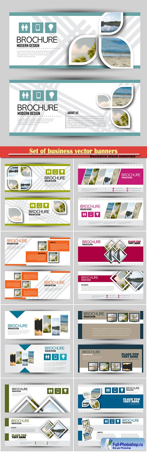 Set of business vector banners for web advertisement or site headers