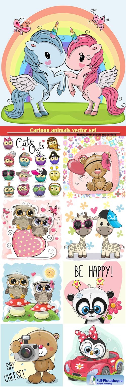 Cartoon animals vector set