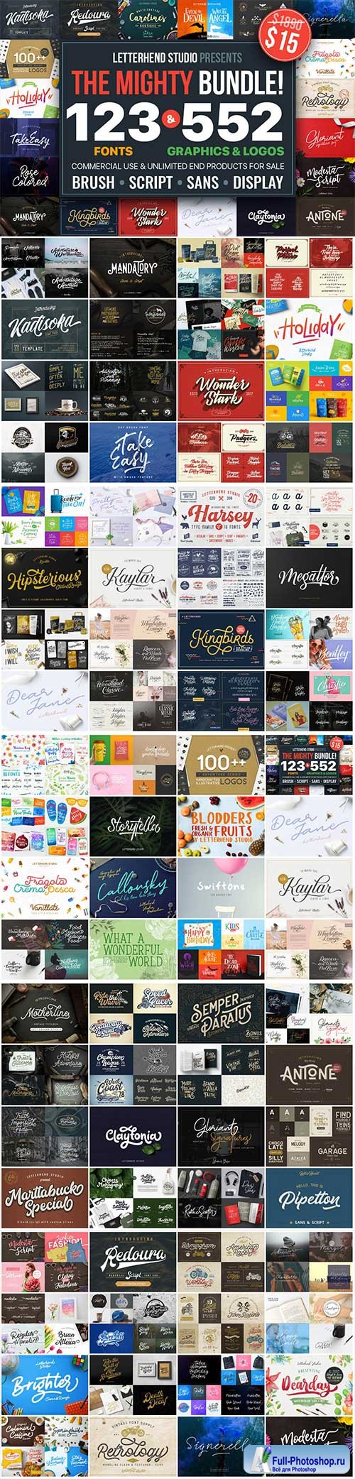 123 Best-Selling Fonts & 552 Premium Graphics and Logos