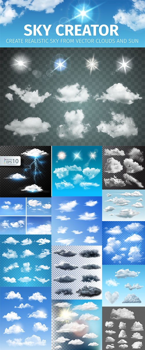 Realistic Clouds vectors set