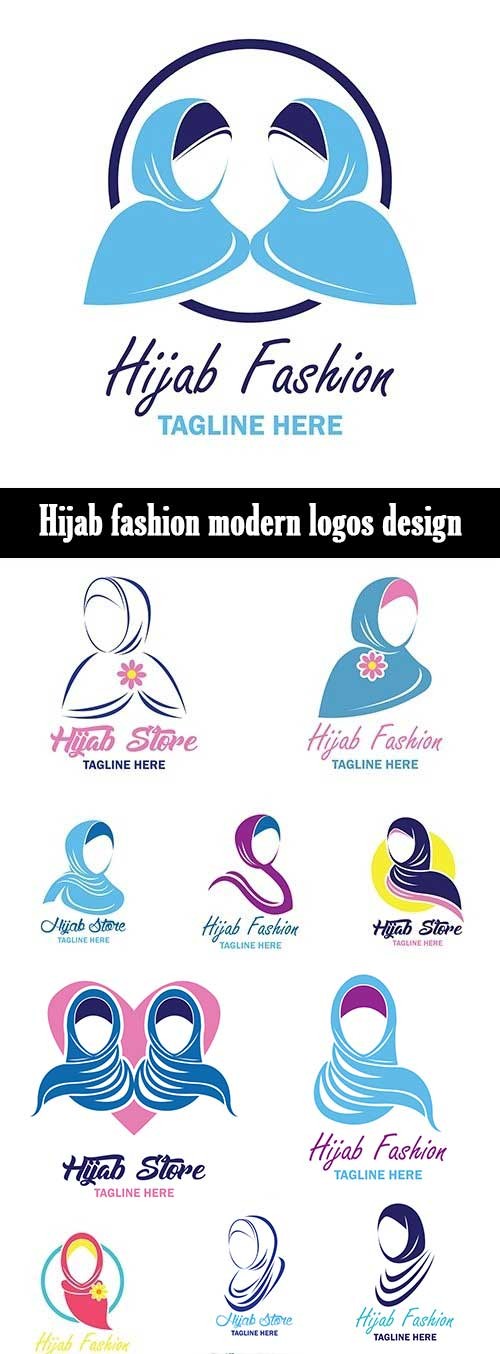 Hijab fashion modern logos design