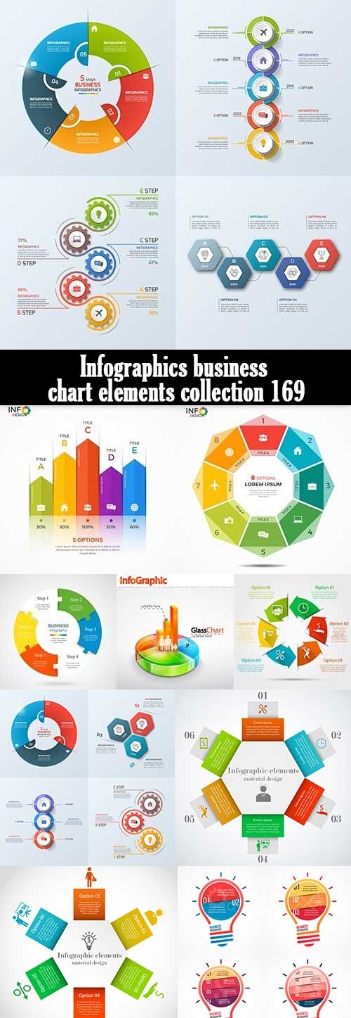 Infographics business chart elements collection 169