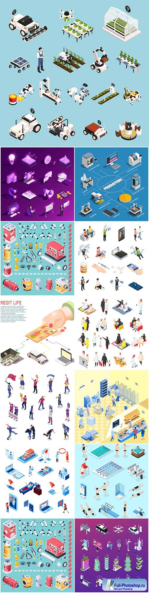 Isometric conceptual vector composition, infographics template # 56