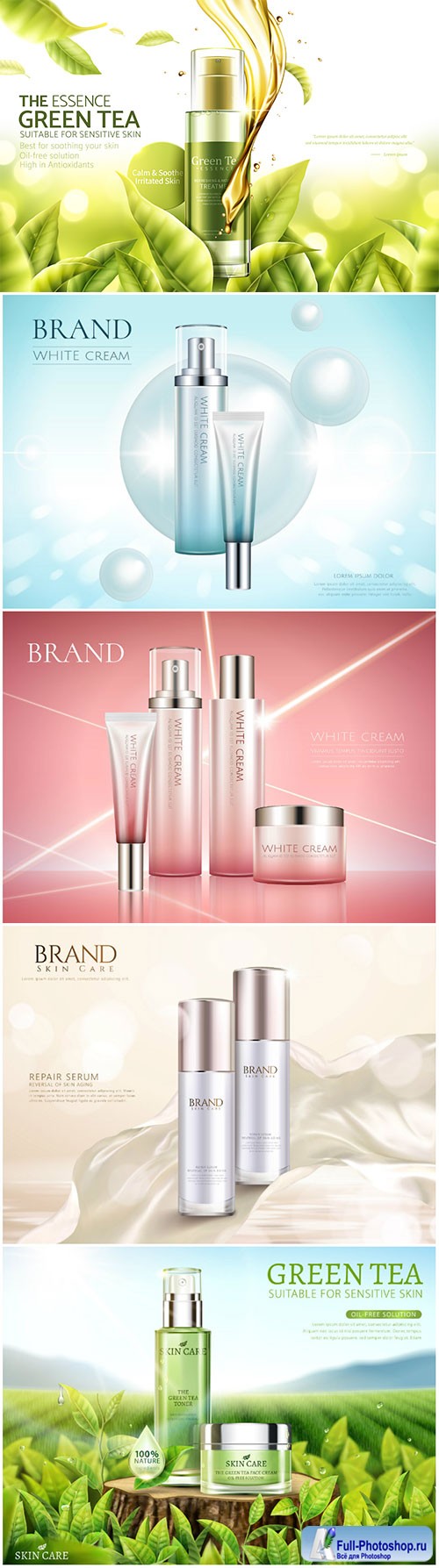 Cosmetic product set in 3d vector illustration