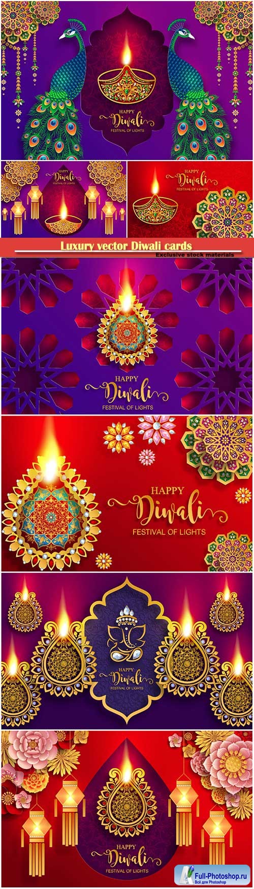 Luxury vector Diwali cards